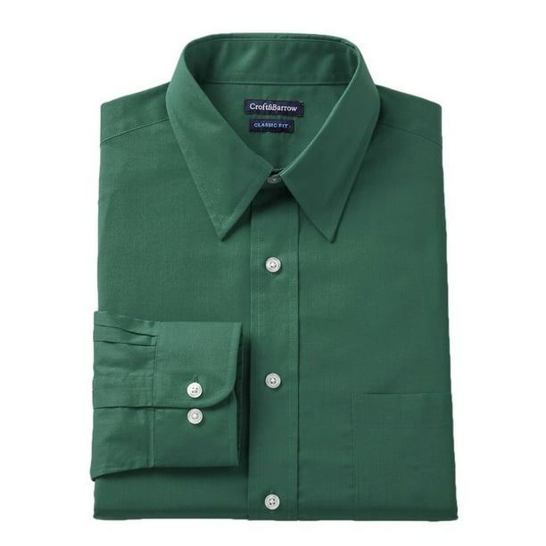NWT NEW mens blue green white plaid CROFT & BARROW classic fit l/s dress shirt 